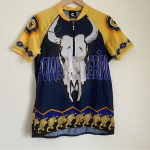 Vi ntage Cannondale Power Steering Polartec cycling jersey, yellow & navy, L